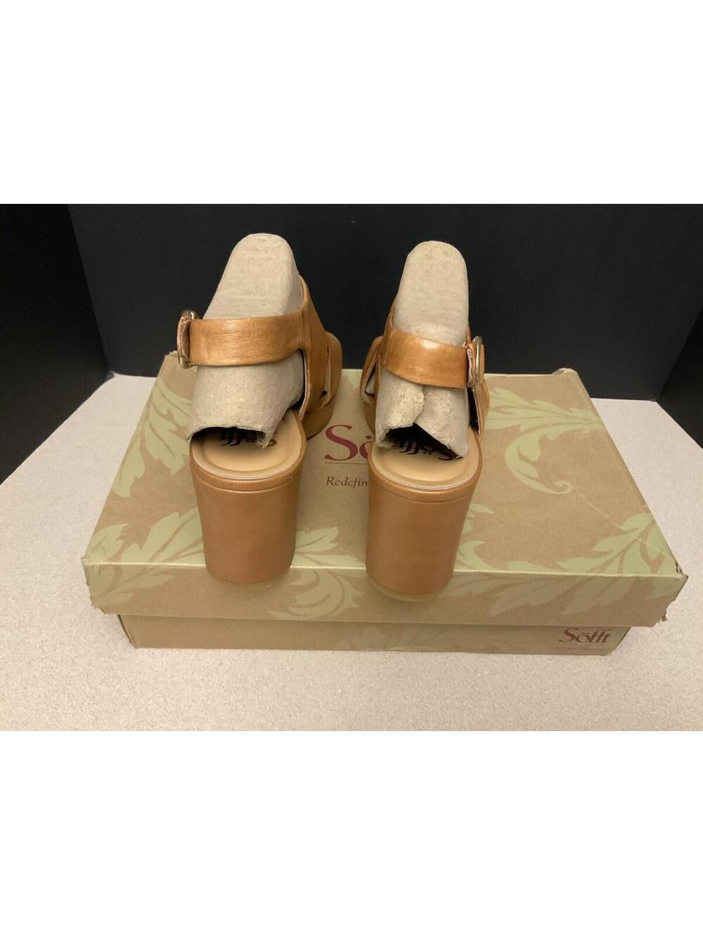 New! Womens Sofft Liv Luggage Leather Slingback Block Heels. Size 9M. Nice!!! - Picture 6 of 7